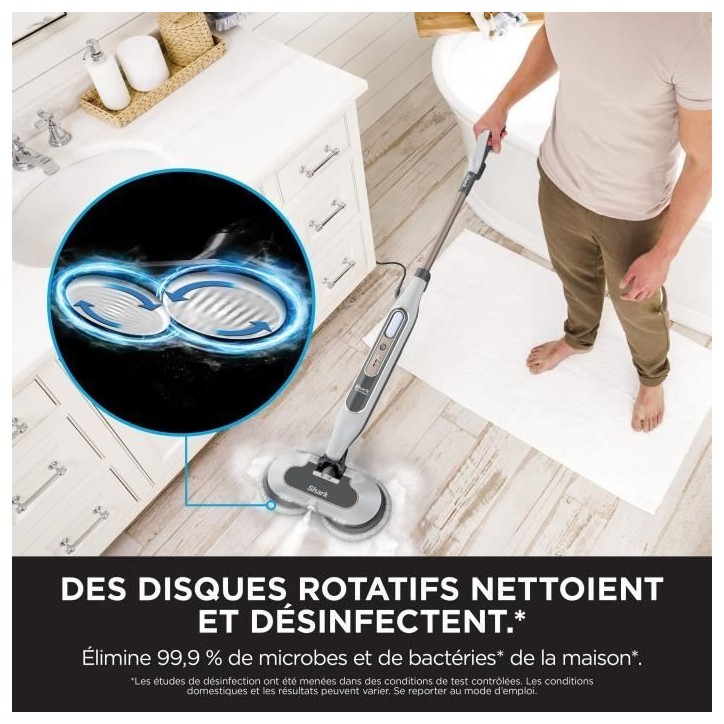 SHARK S8201EU Steam Mop - Balai Vapeur Automatique - 2 tampons rotatifs - 3 réglages vapeur - Elimine taches et saleté SHARK S8201EU Steam Mop - Balai Vapeur Automatique - 2 tampons rotatifs - 3 réglages vapeur - Elimine taches et saleté