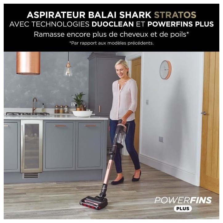 SHARK Stratos IZ400EU - Aspirateur Balai sans fil - Technologie DuoClean + PowerFins Plus - Eclairage LED