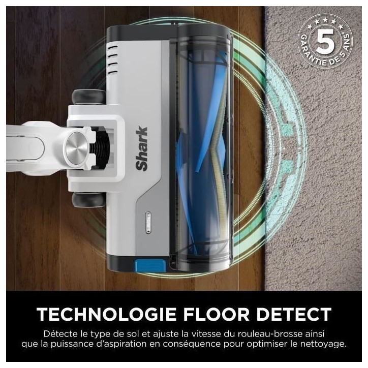 SHARK PowerPro IZ380EU - Aspirateur Balai sans fil - Léger et Flexible - Technologie FloorDetect - Anti-emmelement