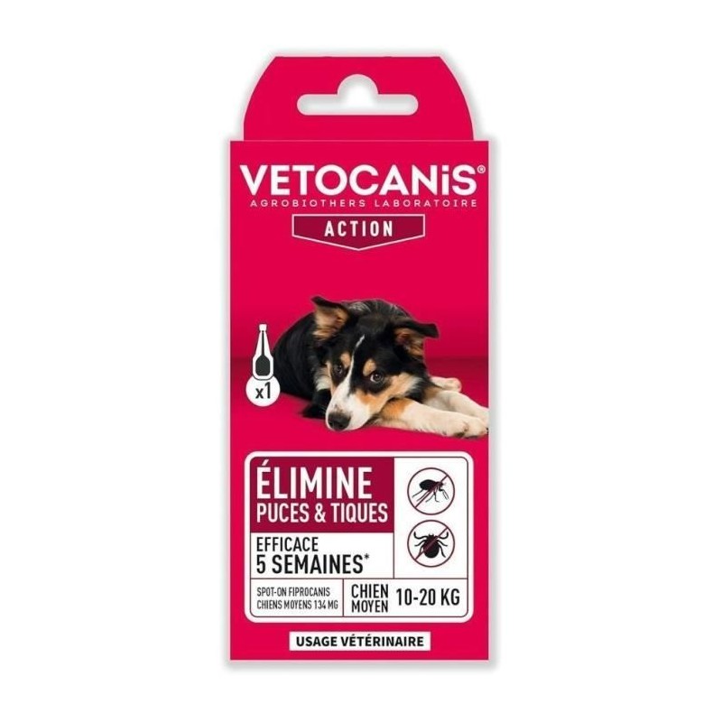 Pipette Fiprocanis - VETOCANIS - Pour Chiens Moyens - 134 mg Pipette Fiprocanis - VETOCANIS - Pour Chiens Moyens - 134 mg