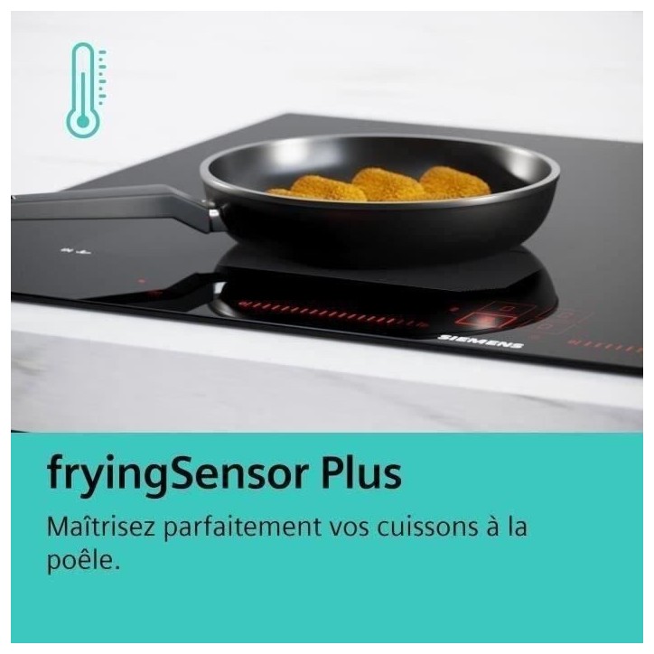 Table induction - SIEMENS - IQ700 - 4 foyers - 60 cm - Noir - Dual LightSlider