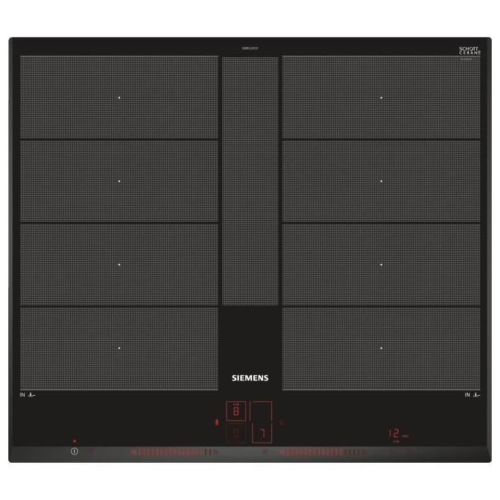 Table induction - SIEMENS - IQ700 - 4 foyers - 60 cm - Noir - Dual LightSlider