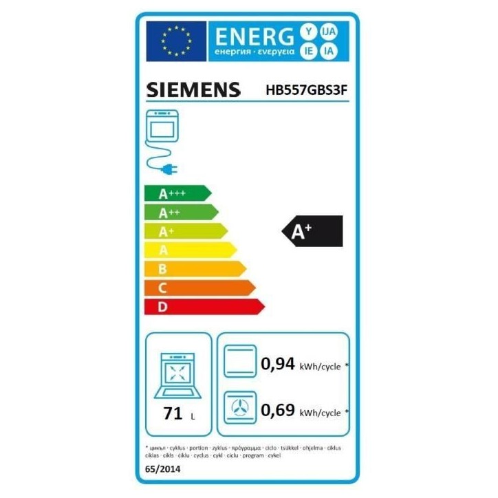 Four ecoclean Softclose - SIEMENS IQ500 - HB557GBS3F - Noir - 7 modes de cuisson - 59,5 x 59,4 x 54,8 cm