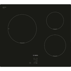 Table induction 60 cm - Bosch Série 2 - 3 foyers - Noir - Touch Selec
