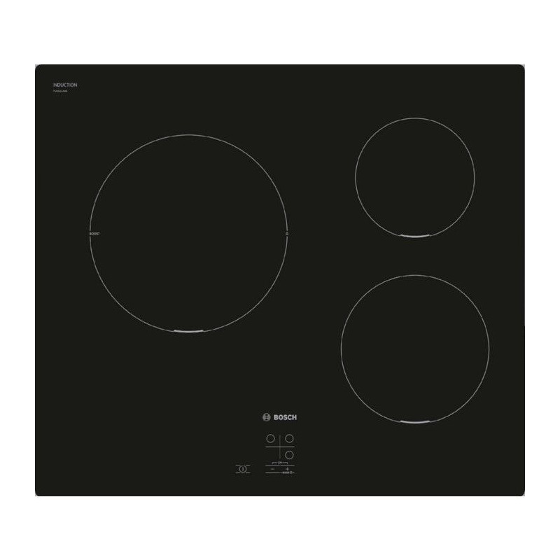 Table induction 60 cm - Bosch Série 2 - 3 foyers - Noir - Touch Selec Table induction 60 cm - Bosch Série 2 - 3 foyers - Noir - Touch Selec