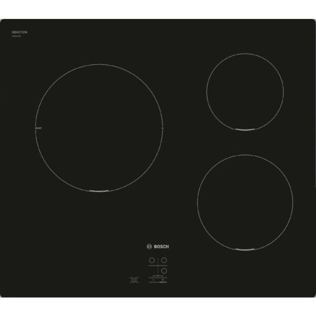 Table induction 60 cm - Bosch Série 2 - 3 foyers - Noir - Touch Selec