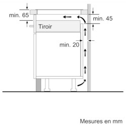 Table induction 60 cm - Bosch Série 2 - 3 foyers - Noir - Touch Selec