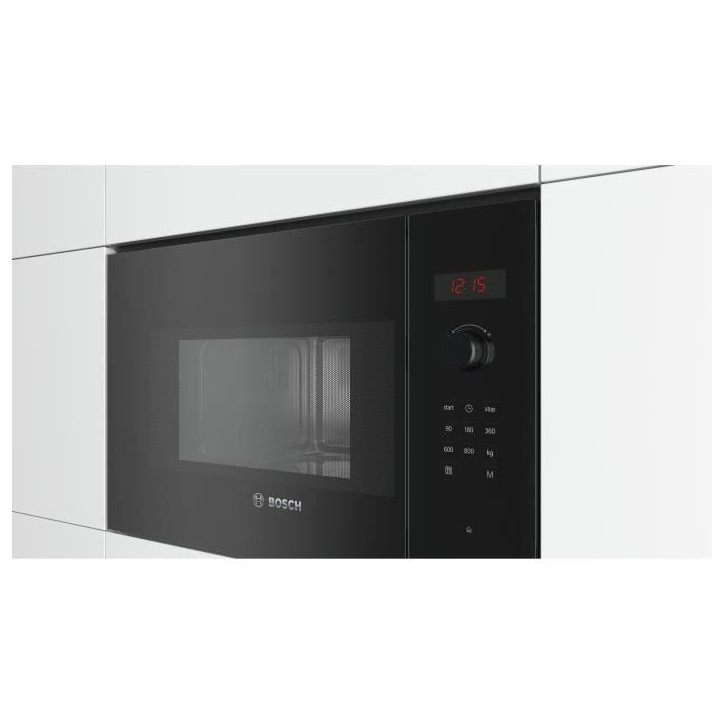 Micro-ondes simple encastrable -BOSCH SER4 - BFL523MB1F - Noir - 7 programmes auto - 38,2 x 59,4 x 31,7 cm