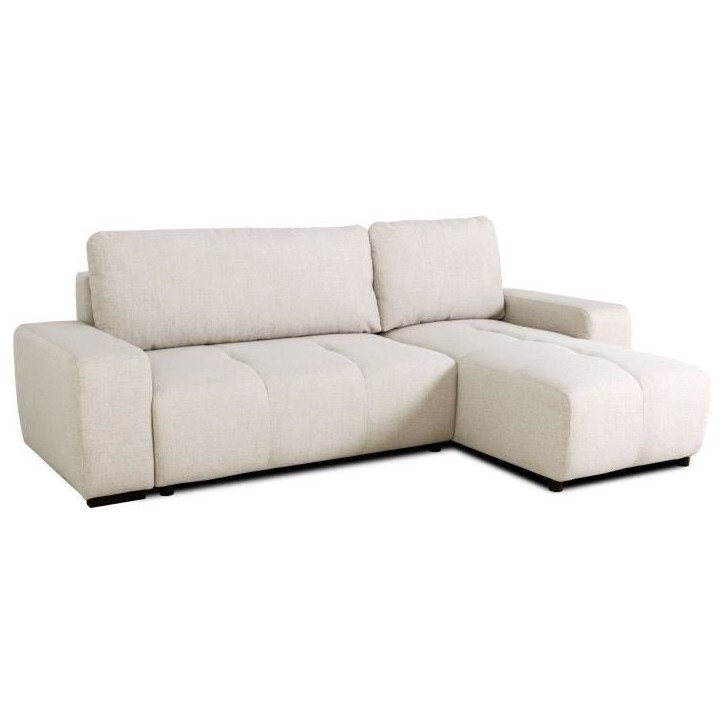Canapé d'angle convertible réversible - 3 places - SIERRA - Avec coffre - Tissu Beige - 243 x 160 x 82 cm Canapé d'angle convertible réversible - 3 places - SIERRA - Avec coffre - Tissu Beige - 243 x 160 x 82 cm