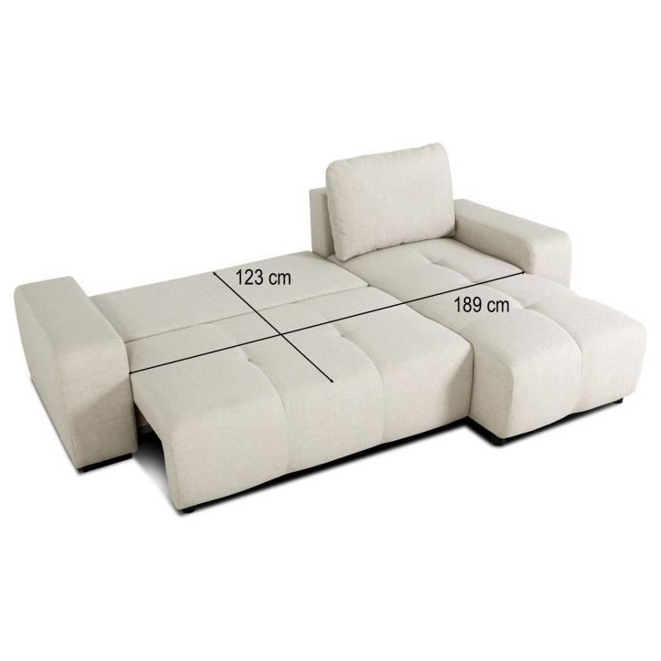 Canapé d'angle convertible réversible - 3 places - SIERRA - Avec coffre - Tissu Beige - 243 x 160 x 82 cm Canapé d'angle convertible réversible - 3 places - SIERRA - Avec coffre - Tissu Beige - 243 x 160 x 82 cm
