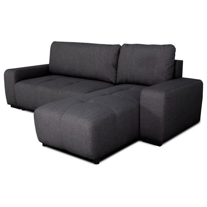 Canapé d'angle convertible réversible - 3 places - SIERRA - Avec coffre - Tissu Anthracite - 243 x 160 x 82 cm Canapé d'angle convertible réversible - 3 places - SIERRA - Avec coffre - Tissu Anthracite - 243 x 160 x 82 cm