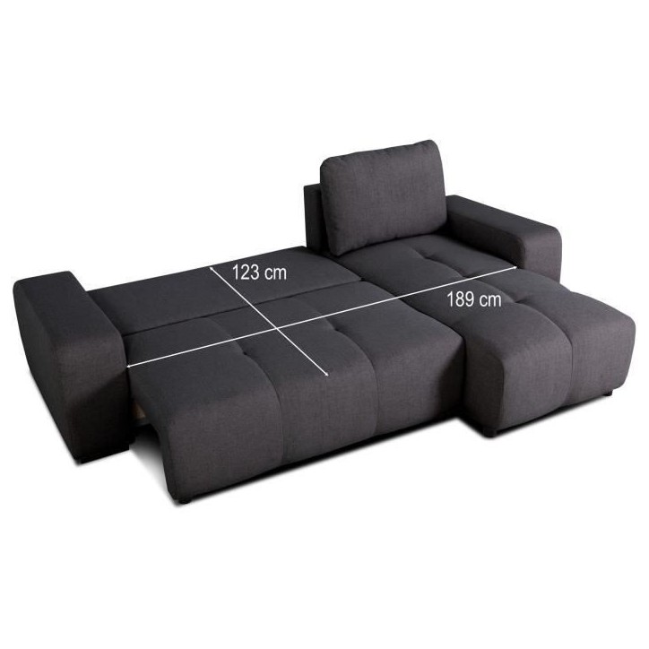 Canapé d'angle convertible réversible - 3 places - SIERRA - Avec coffre - Tissu Anthracite - 243 x 160 x 82 cm Canapé d'angle convertible réversible - 3 places - SIERRA - Avec coffre - Tissu Anthracite - 243 x 160 x 82 cm