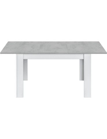 Table a manger extensible - KENDRA - Rectangulaire - Blanc artik et ciment - L140/190 x P90 x H78 cm