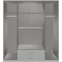 Armoire AGIA - Décor gris et chene - 4 portes battantes + 2 tiroirs -