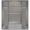 Armoire AGIA - Décor gris et chene - 4 portes battantes + 2 tiroirs -
