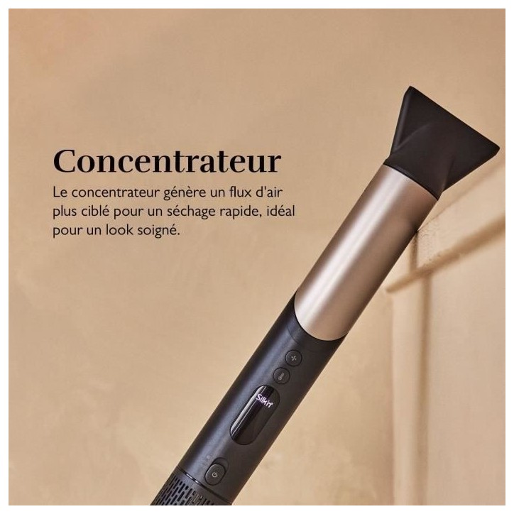 Multi-styler et seche-cheveux SILK'N SilkyAir Flex - Silencieux 80 dB - Bras rotatif - 5 accessoires Multi-styler et seche-cheveux SILK'N SilkyAir Flex - Silencieux 80 dB - Bras rotatif - 5 accessoires