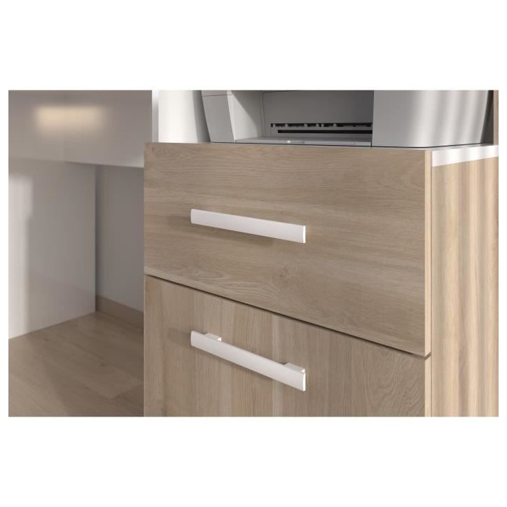 Bureau gaming avec LED Silver - Décor chene et mélamine blanc brillant - L 178 x P 88 x H 68 cm - PARISOT Bureau gaming avec LED Silver - Décor chene et mélamine blanc brillant - L 178 x P 88 x H 68 cm - PARISOT