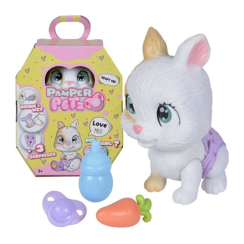 Smoby - Pamper Petz - Lapin a adopter - 4 accessoires - Articulé - Bo Smoby - Pamper Petz - Lapin a adopter - 4 accessoires - Articulé - Bo