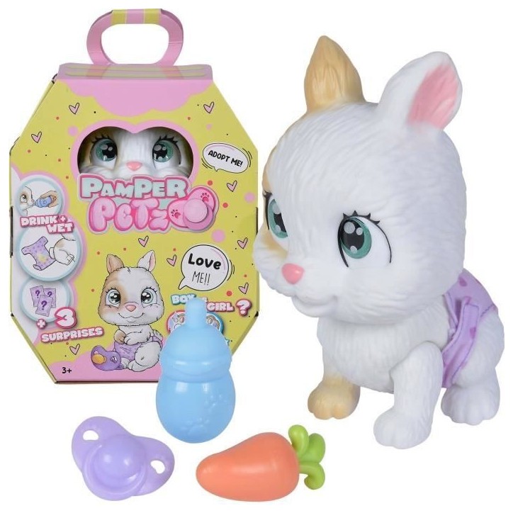 Smoby - Pamper Petz - Lapin a adopter - 4 accessoires - Articulé - Bois et fais pipi - Certificat d'adoption - Des 3 ans Smoby - Pamper Petz - Lapin a adopter - 4 accessoires - Articulé - Bois et fais pipi - Certificat d'adoption - Des 3 ans