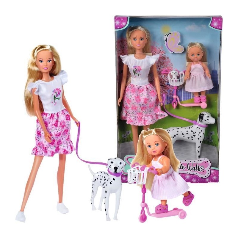 Steffi Love poupée dalmatien + Evi Love - 2 poupées 29 et 12 cm - 2 Steffi Love poupée dalmatien + Evi Love - 2 poupées 29 et 12 cm - 2