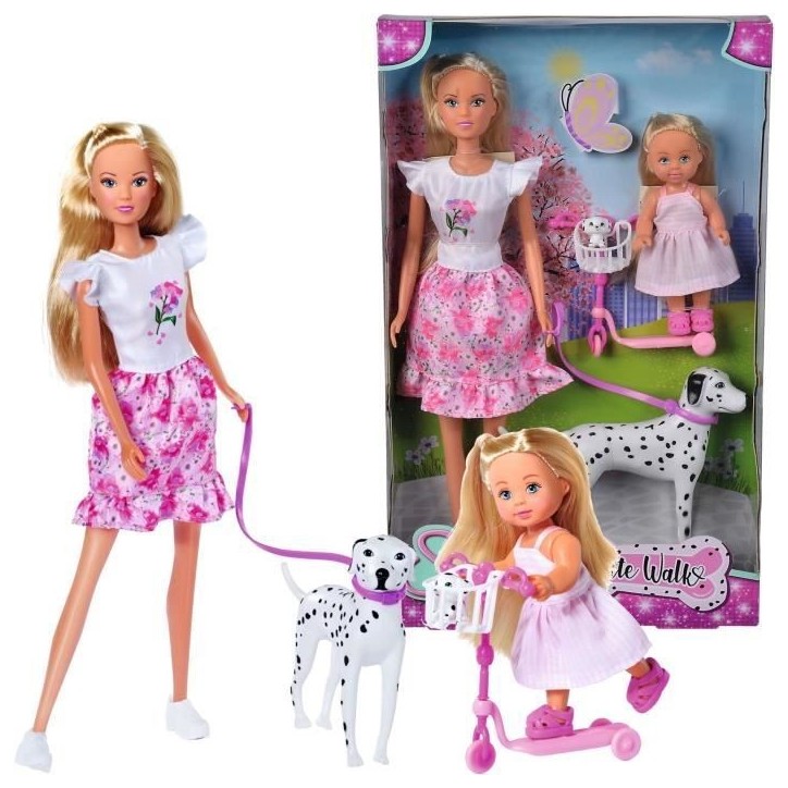 Steffi Love poupée dalmatien + Evi Love - 2 poupées 29 et 12 cm - 2 Figurines Dalmatien - Trotinette Evi - Des 3 ans Steffi Love poupée dalmatien + Evi Love - 2 poupées 29 et 12 cm - 2 Figurines Dalmatien - Trotinette Evi - Des 3 ans