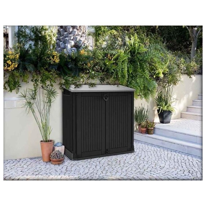 Coffre de rangement extérieur KETER en résine 880 litres Noir - Malle de jardin sans vérins