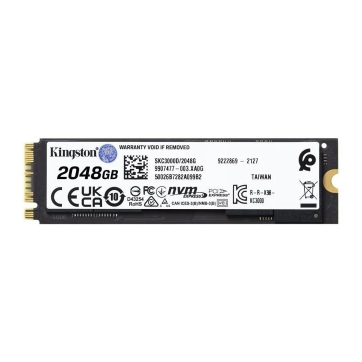 KINGSTON - SSD Interne - KC3000 - 2048Go - M.2 NVMe (SKC3000D/2048G) KINGSTON - SSD Interne - KC3000 - 2048Go - M.2 NVMe (SKC3000D/2048G)