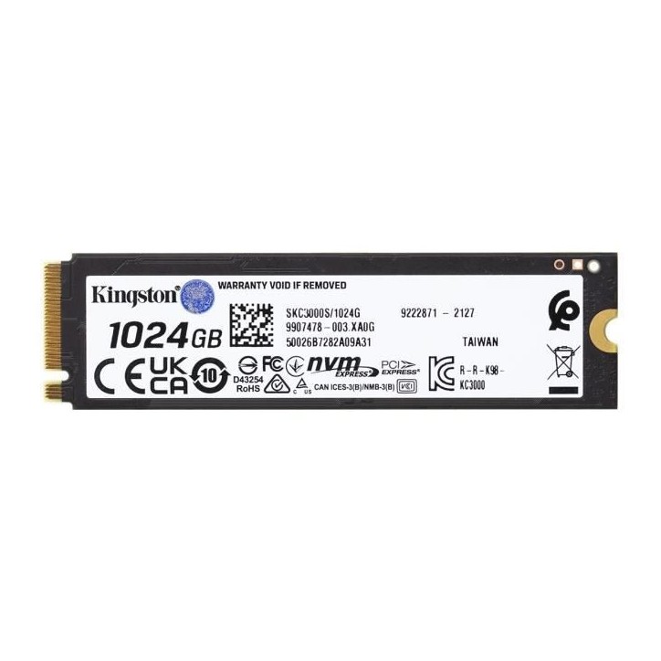 KINGSTON - SSD Interne - KC3000 - 1024Go - M.2 NVMe (SKC3000S/1024G) KINGSTON - SSD Interne - KC3000 - 1024Go - M.2 NVMe (SKC3000S/1024G)