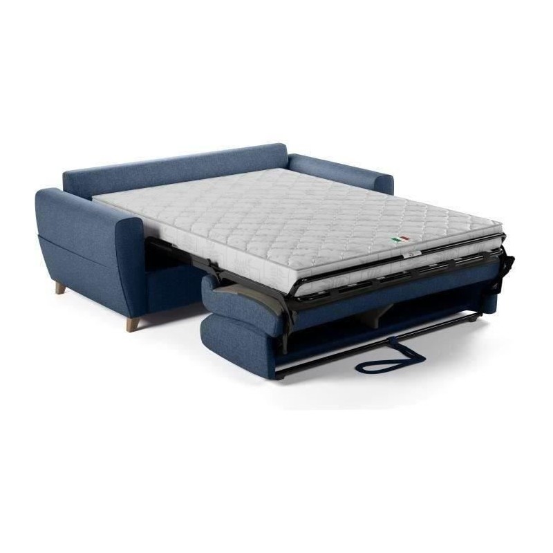 Canapé convertible express 3 places SKY - Tissu Bleu - matelas 14cm - Canapé convertible express 3 places SKY - Tissu Bleu - matelas 14cm -