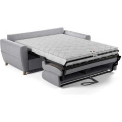 Canapé convertible express 3 places SKY - Tissu Gris - matelas 14cm -