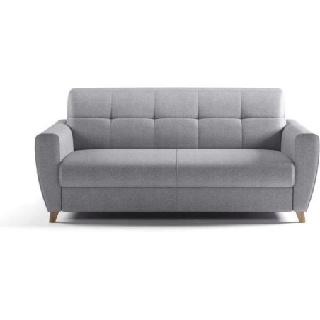 Canapé convertible express 3 places SKY - Tissu Gris - matelas 14cm - 192 x 100 x 88 cm