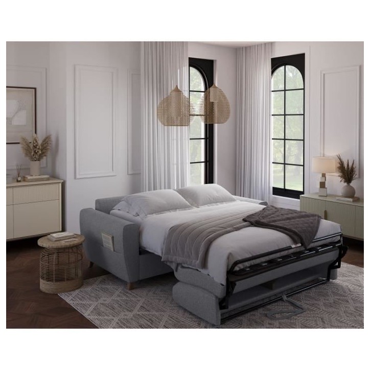 Canapé convertible express 3 places SKY - Tissu Gris - matelas 14cm - 192 x 100 x 88 cm Canapé convertible express 3 places SKY - Tissu Gris - matelas 14cm - 192 x 100 x 88 cm