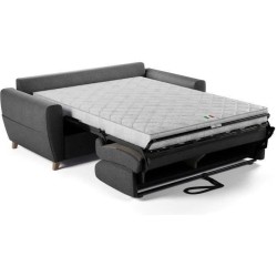 Canapé convertible express 3 places SKY - Tissu Anthracite - matelas
