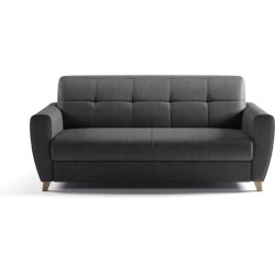 Canapé convertible express 3 places SKY - Tissu Anthracite - matelas