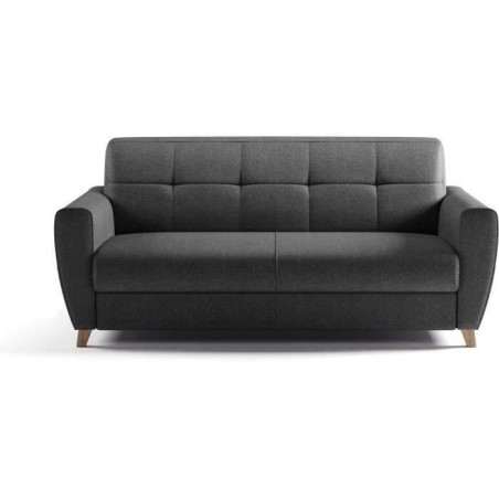 Canapé convertible express 3 places SKY - Tissu Anthracite - matelas 14cm - 192 x 100 x 88 cm