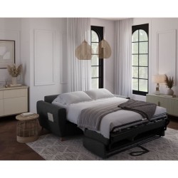 Canapé convertible express 3 places SKY - Tissu Anthracite - matelas