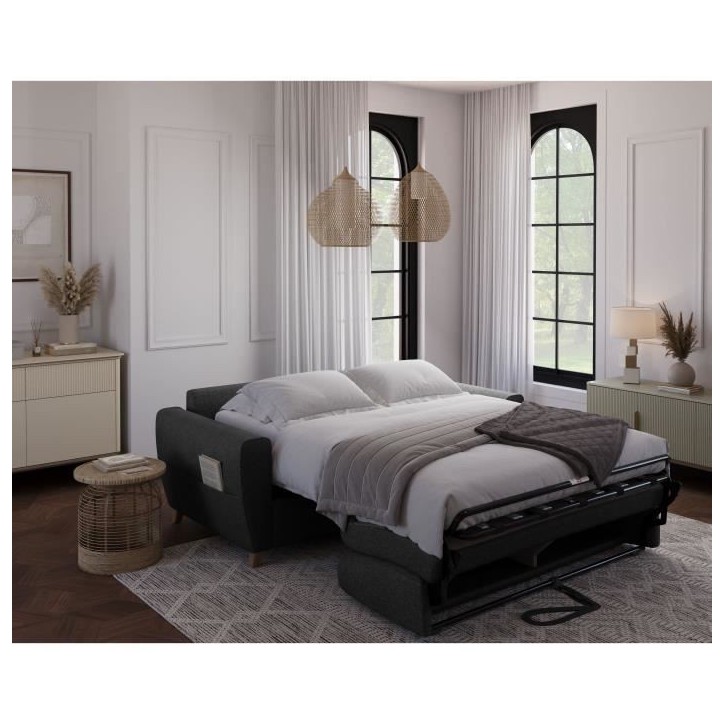 Canapé convertible express 3 places SKY - Tissu Anthracite - matelas 14cm - 192 x 100 x 88 cm Canapé convertible express 3 places SKY - Tissu Anthracite - matelas 14cm - 192 x 100 x 88 cm