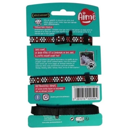 Kit harnais et laisse - AIMÉ - Reflechissant Rouge pour Chat