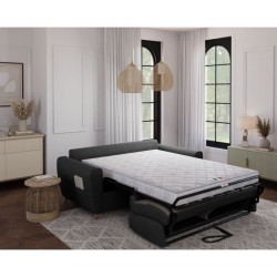 Canapé convertible express 3 places SKY - Tissu Anthracite - matelas