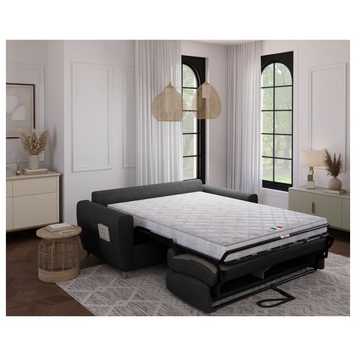 Canapé convertible express 3 places SKY - Tissu Anthracite - matelas 14cm - 192 x 100 x 88 cm Canapé convertible express 3 places SKY - Tissu Anthracite - matelas 14cm - 192 x 100 x 88 cm