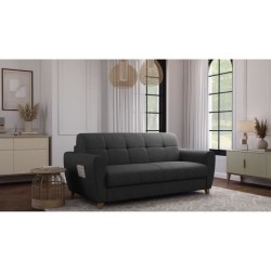 Canapé convertible express 3 places SKY - Tissu Anthracite - matelas