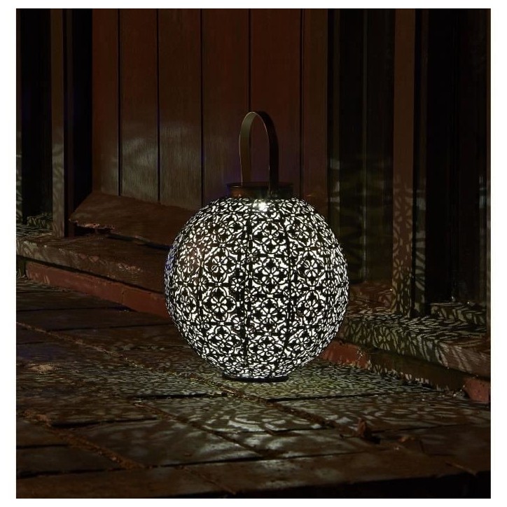 Lanterne solaire - SMART GARDEN - Damasque en métal ajouré - Bronze - Énergie solaire - Ambiance orientale