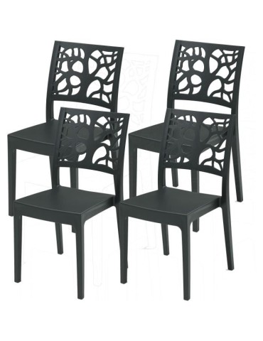Lot de 4 chaises de jardin TETI ARETA - 52 x 46 x H 86 cm - Anthracite