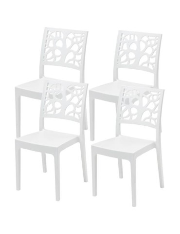 Lot de 4 chaises de jardin TETI ARETA - 52 x 46 x H 86 cm - Blanc