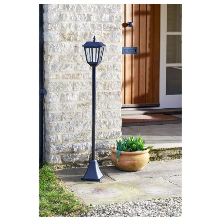 Lampadaire solaire - SMART GARDEN - Metro - 20 lumens - Noir - 130 x 18 cm