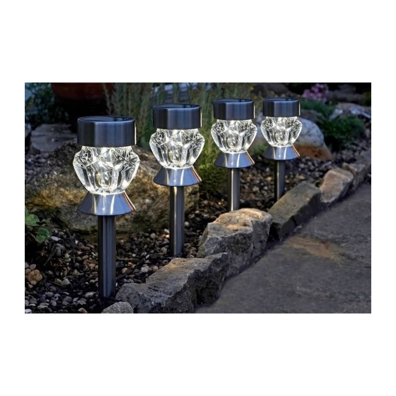 Pack de 4 balises solaires verre Crystal - SMART GARDEN Pack de 4 balises solaires verre Crystal - SMART GARDEN