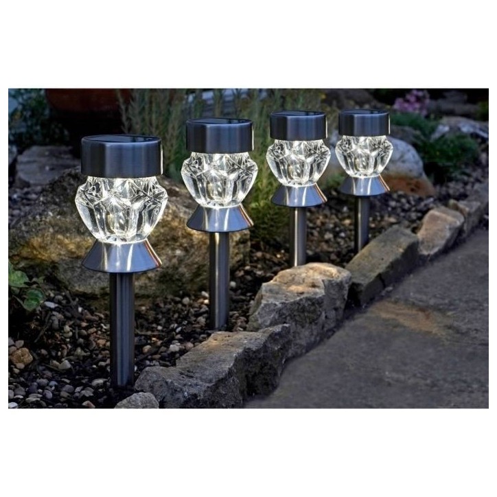 Pack de 4 balises solaires verre Crystal - SMART GARDEN Pack de 4 balises solaires verre Crystal - SMART GARDEN