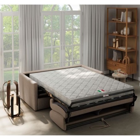 Canapé convertible express - 3 places - SMALL - Tissu beige - 168 x 98 x 86 cm