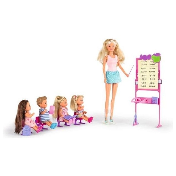 Poupée Steffi Love - Maitresse d'école et 4 éleves - Tableau et accessoires inclus