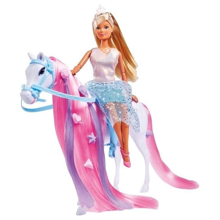 Simba - Steffi Love Princesse et Cheval - Poupée Mannequin 29cm - Robe + Tiare - Accessoires de Coiffure inclu Simba - Steffi Love Princesse et Cheval - Poupée Mannequin 29cm - Robe + Tiare - Accessoires de Coiffure inclu